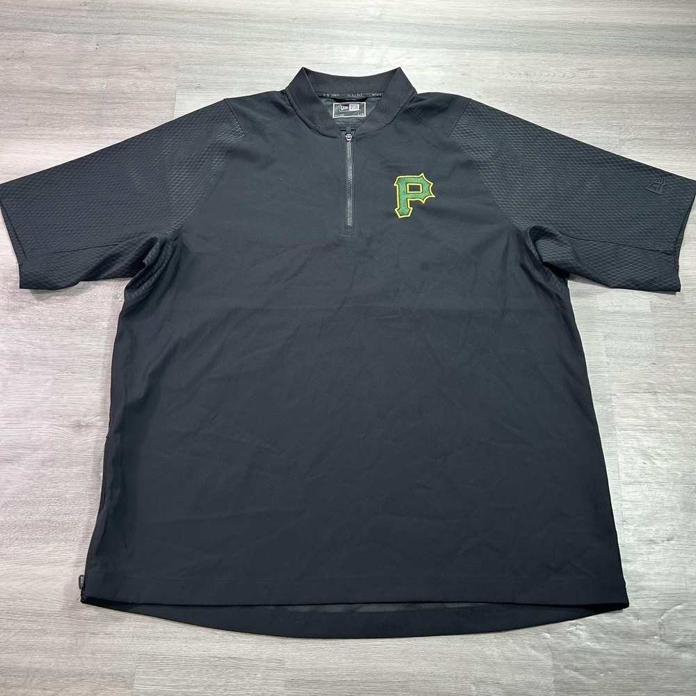Pittsburgh Pirates Jacket Mens Large Black MLB Baseball New Era 1/4 Zip Pullover